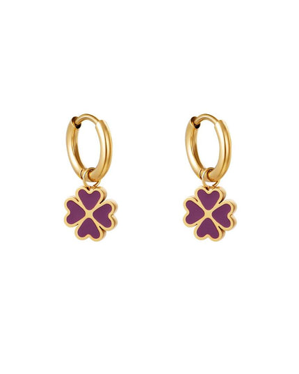 Klaver oorbellen Paars