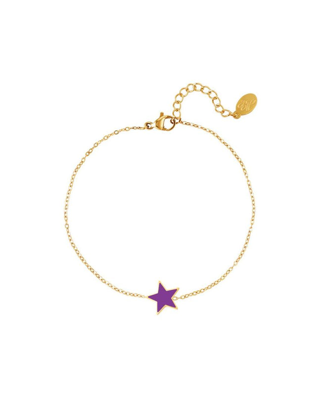 Roestvrij stalen armband ster paars