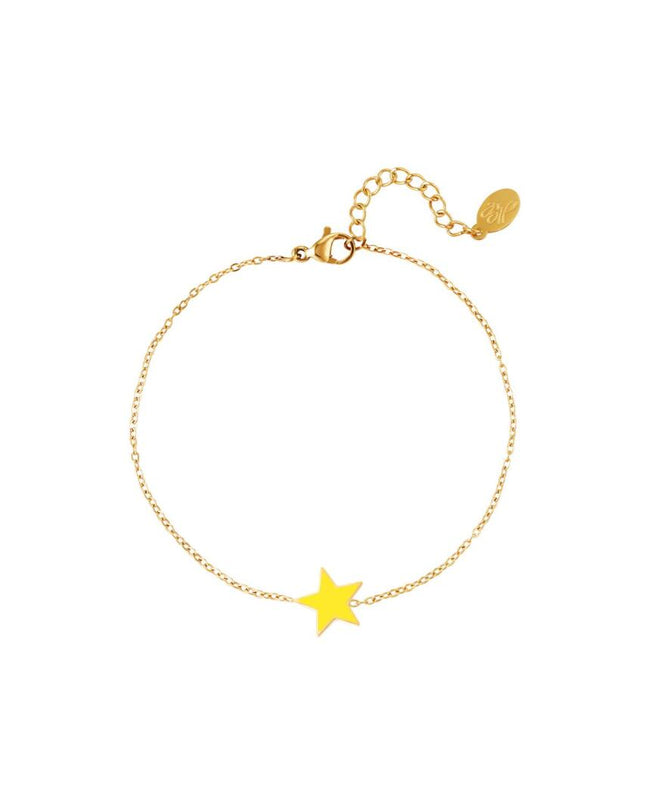 Roestvrij stalen armband ster geel