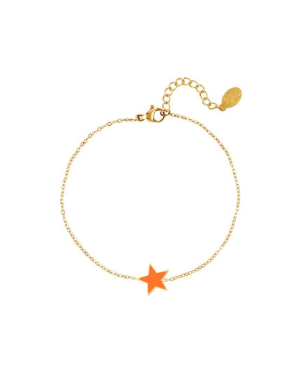 Roestvrij stalen armband ster oranje