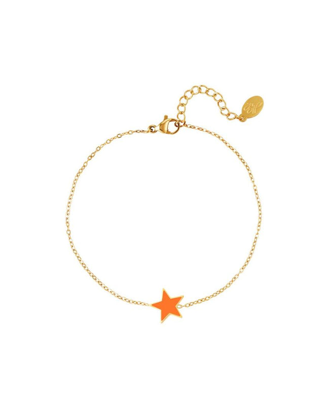 Roestvrij stalen armband ster oranje