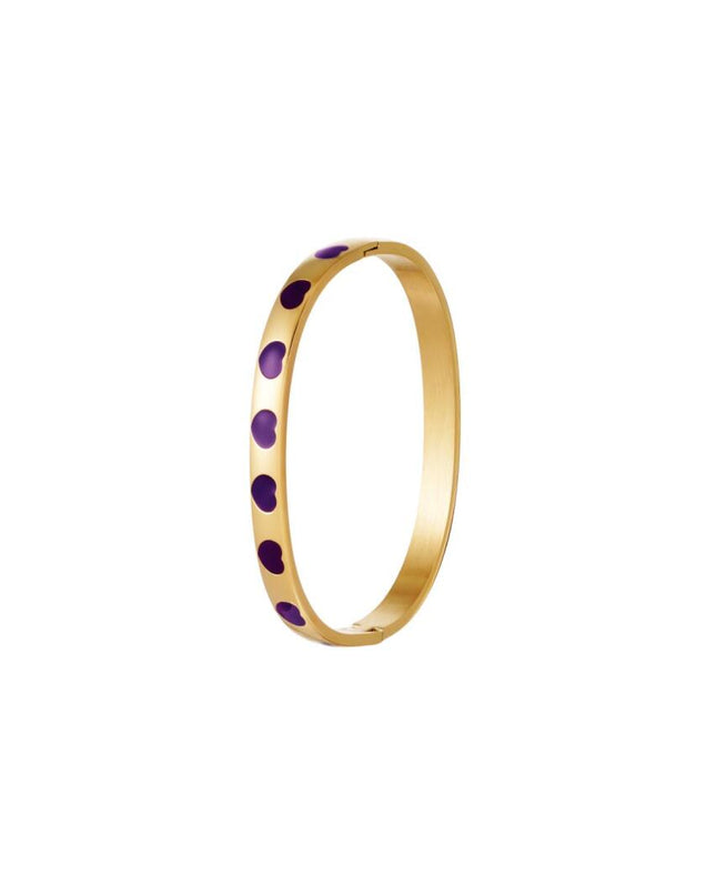 RVS armband met hartjes klein paars