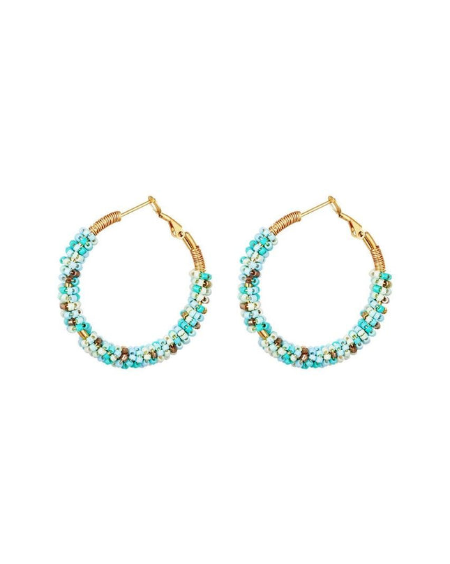 Oorringen kraal blauw