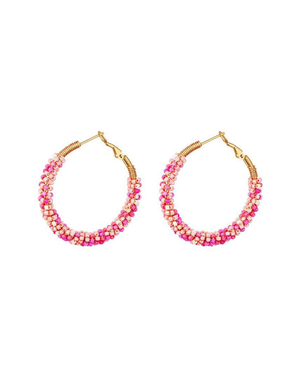 Oorringen kraal roze
