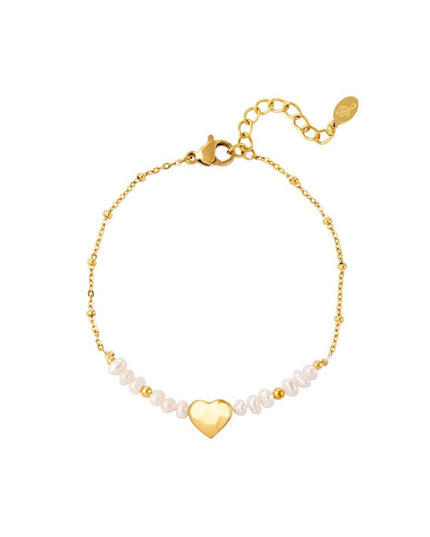 Armband parels en hartje Goud Stainless Steel
