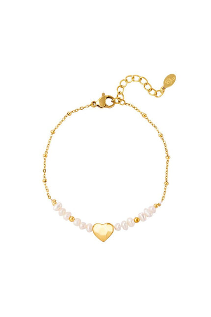 Armband parels en hartje Goud Stainless Steel
