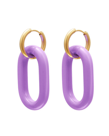 Paarse oorbellen met gouden schakel