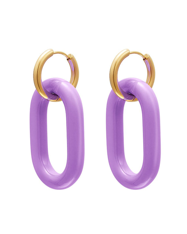 Paarse oorbellen met gouden schakel