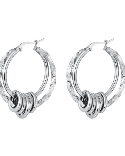 Dubbele gedraaide oorbel zilver