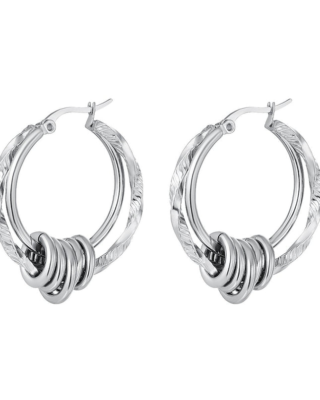 Dubbele gedraaide oorbel zilver