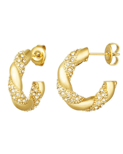 Oorbellen twist met strass goud