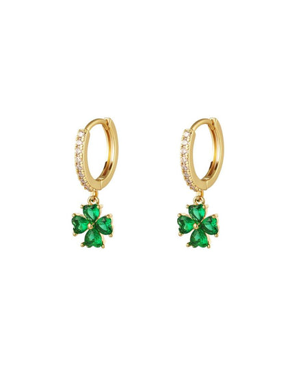 Oorbellen bloem met zirkoon Green & Gold Koper