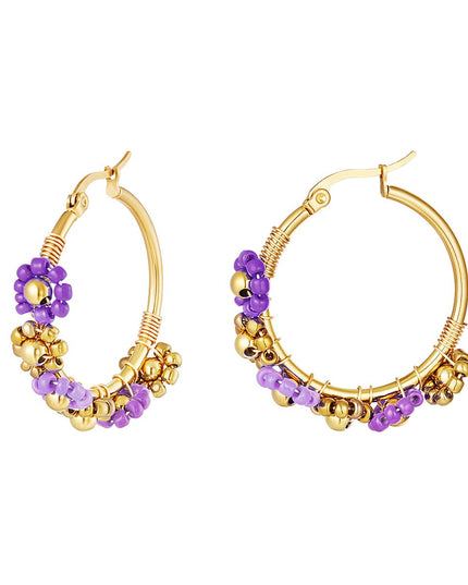 Goud met paars ronde oorbellen
