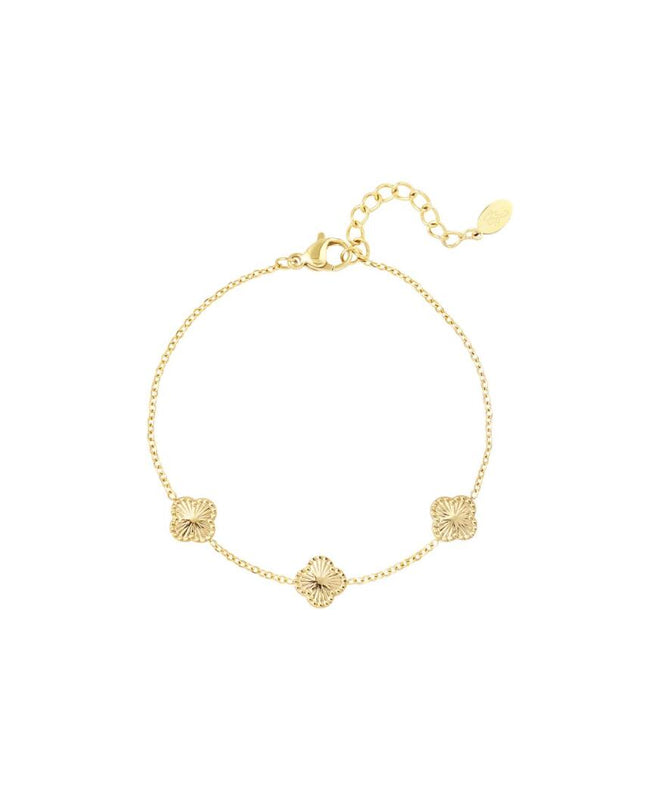 Armband klaver met patroon - Goud