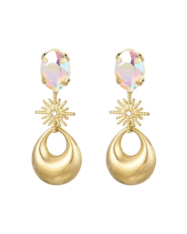 Oorbellen bedels met glaskraal goud