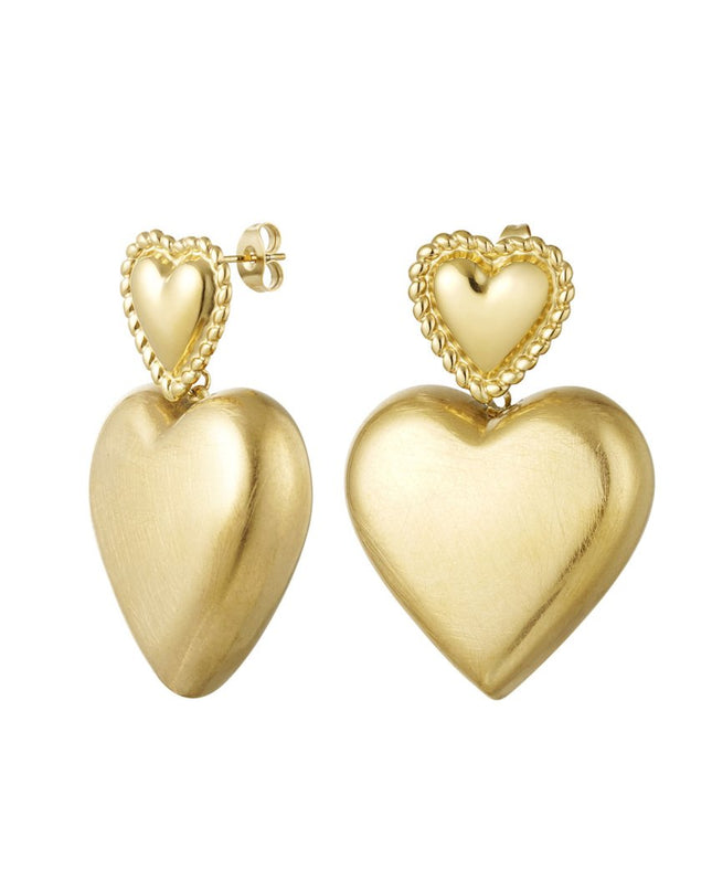 Oorbellen hartjes - goud Stainless Steel