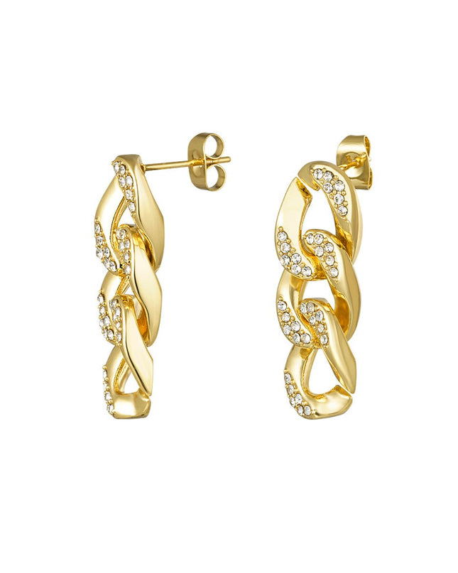 Oorstekers schakels zirkoon goud