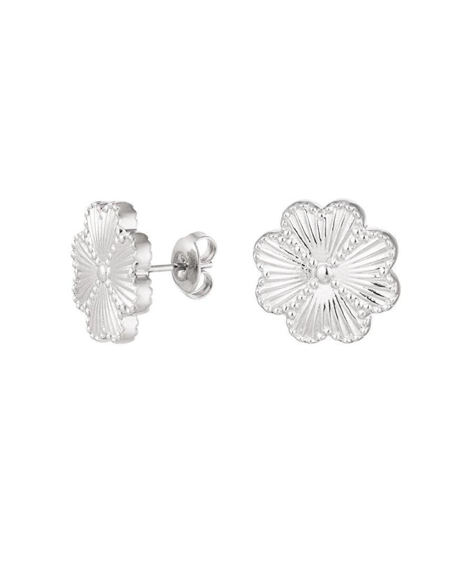 Oorstuds bloem Zilver