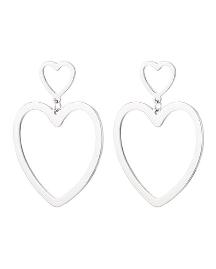 Hart oorbellen Zilver Stainless Steel