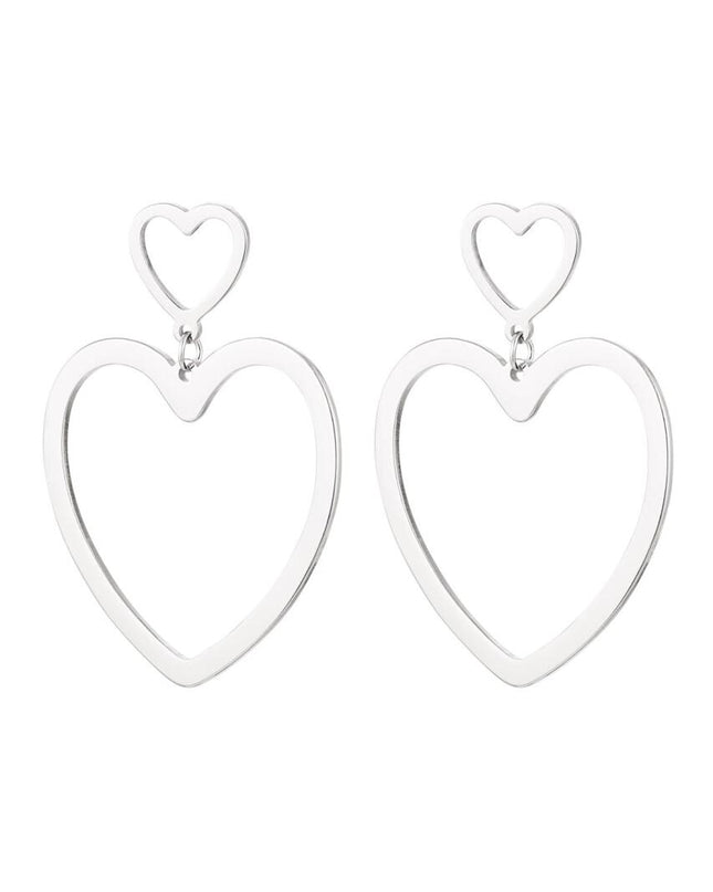 Hart oorbellen Zilver Stainless Steel
