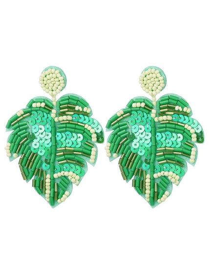 Kralenoorbellen blad groen