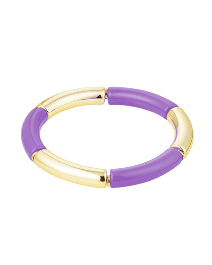 Tube armband goud/kleur Lila & Goud Acryl