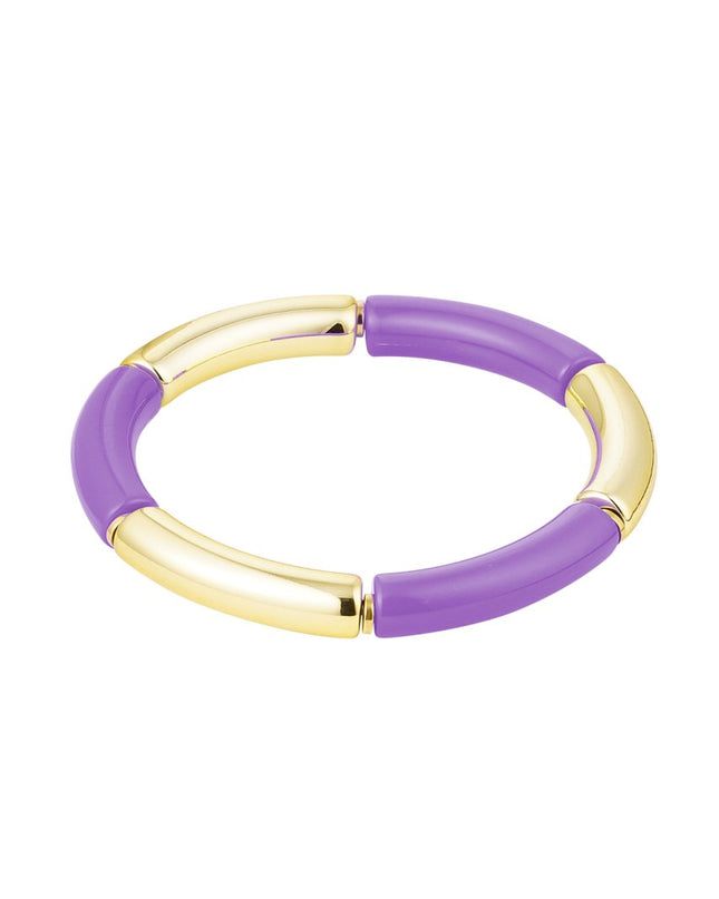 Tube armband goud/kleur Lila & Goud Acryl