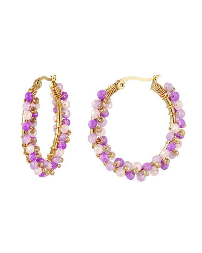 Oorbellen kralenparty Paars