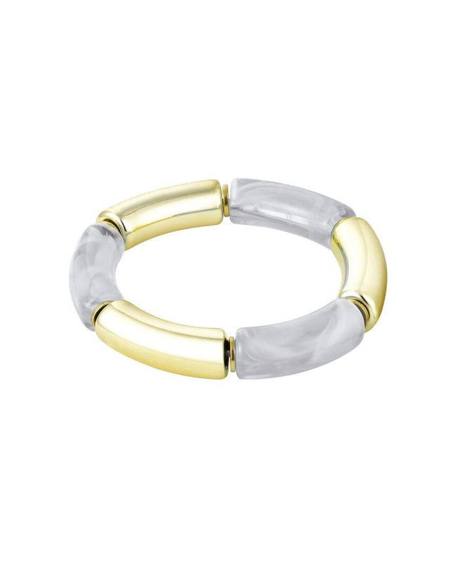 Tube armband print Grijs & Goud Acryl