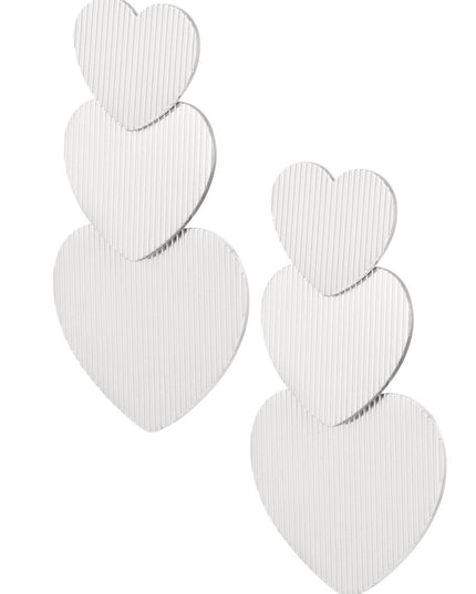 Oorbellen 3 hartjes - zilver stainless steel