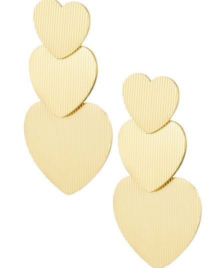 Oorbellen 3 hartjes - goud stainless steel