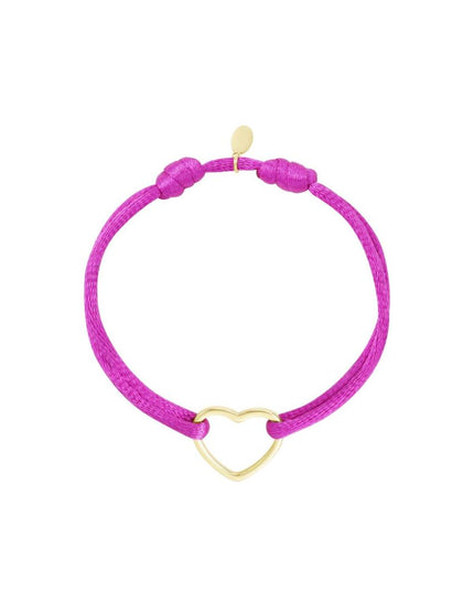 Stoffen armband hart Fuchsia