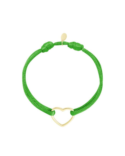 Stoffen armband hart Green & Gold
