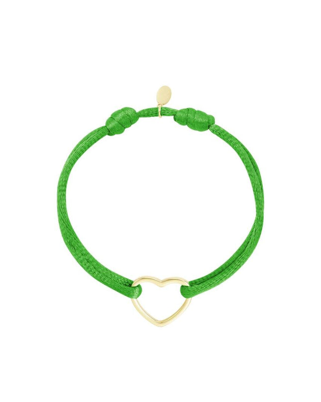 Stoffen armband hart Green & Gold