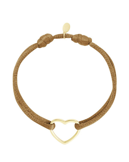 Stoffen armband hart bruin