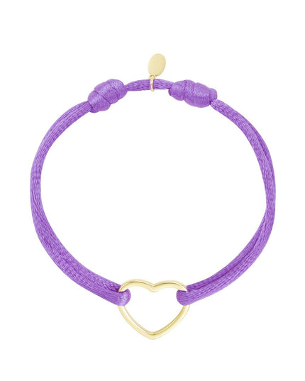 Stoffen armband hart Lila