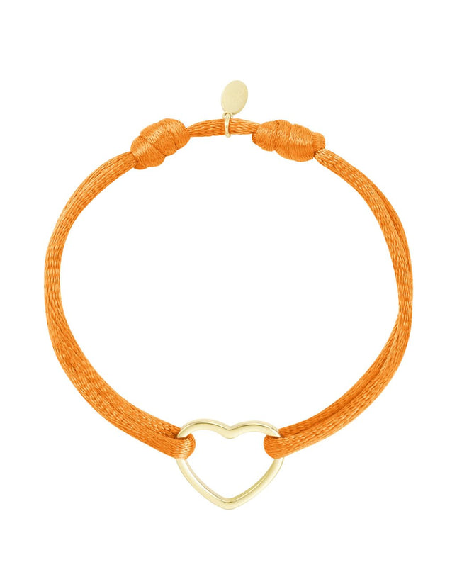 Stoffen armband hart oranje