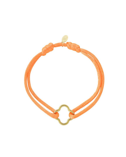 Stoffen armband klaver neon Oranje & Goud