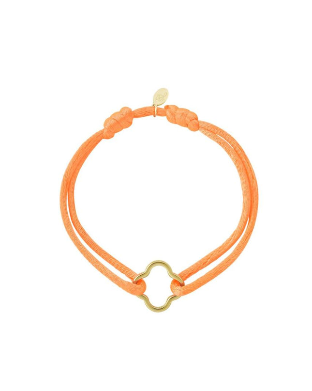 Stoffen armband klaver neon Oranje & Goud