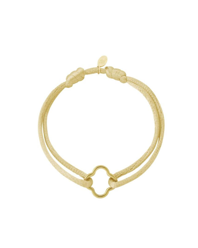 Stoffen armband klaver Champagne