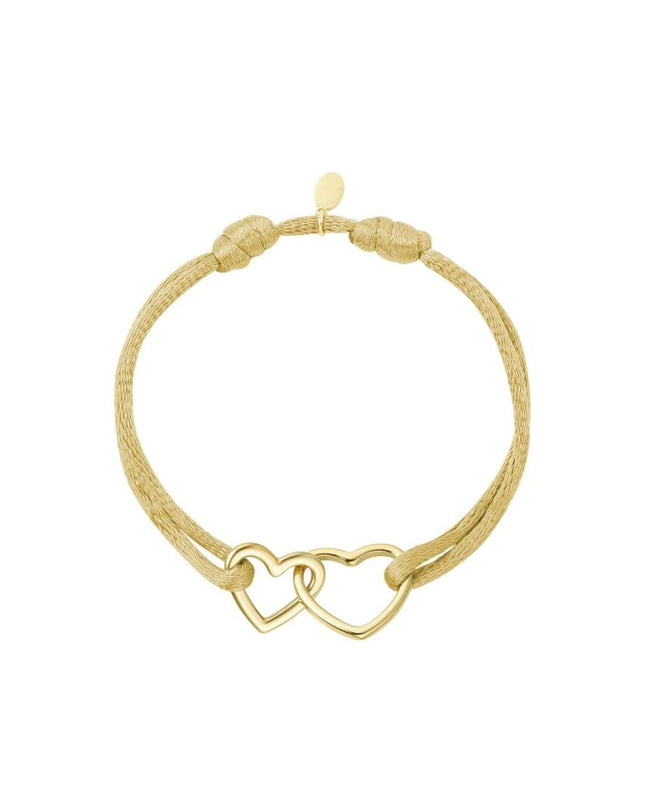 Stoffen armband hartjes Beige