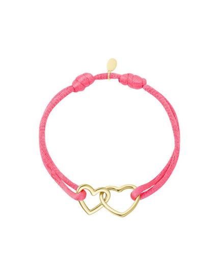 Stoffen armband hartjes Fuchsia