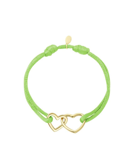 Stoffen armband hartjes Lichtgroen
