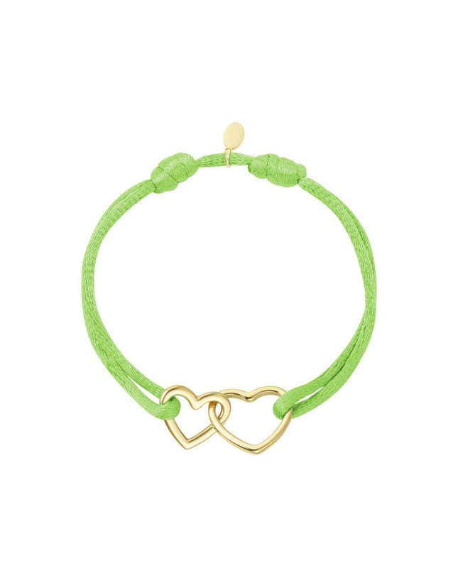 Stoffen armband hartjes Lichtgroen
