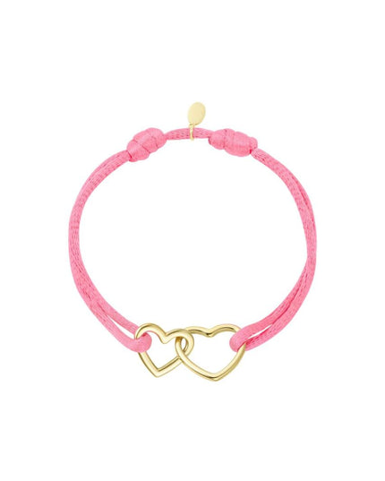 Stoffen armband hartjes Lichtroze