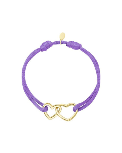 Stoffen armband hartjes Lila