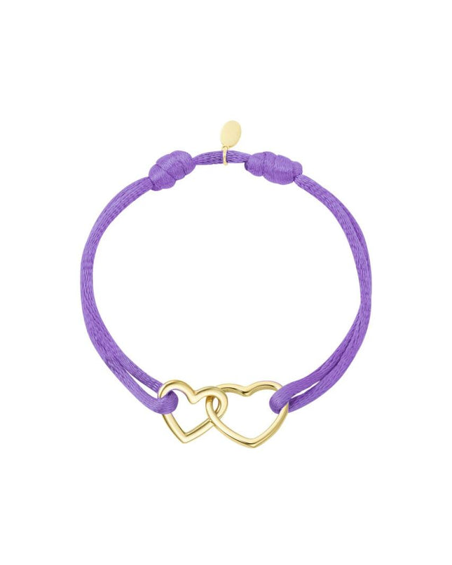 Stoffen armband hartjes Lila