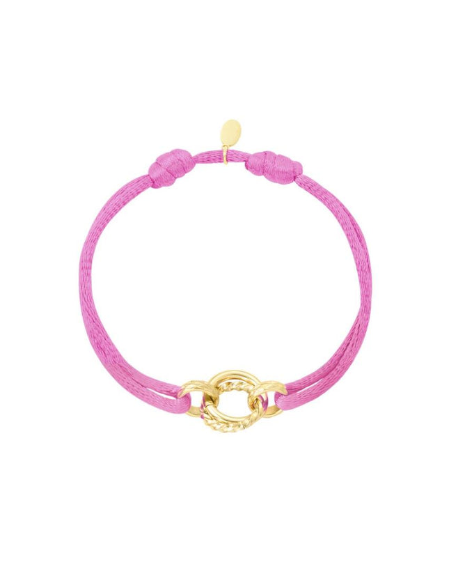 Stoffen armband cirkel Pink & Gold