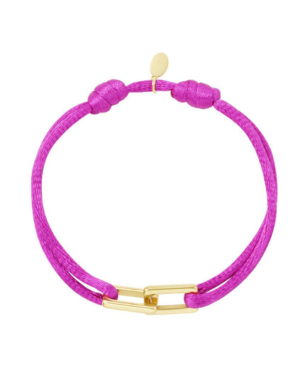 Stoffen armband schakel fuschia