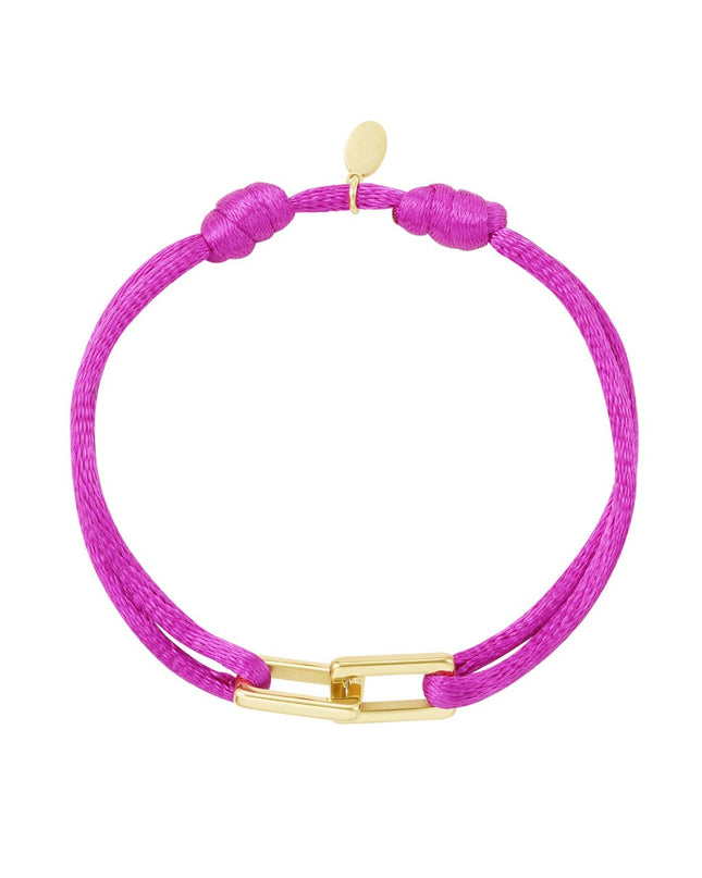 Stoffen armband schakel fuschia